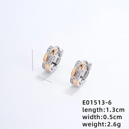 1 Pair Minimalist Commute Color Block Three-dimensional Inlay Copper Zircon Gold Plated Silver Plated Earrings