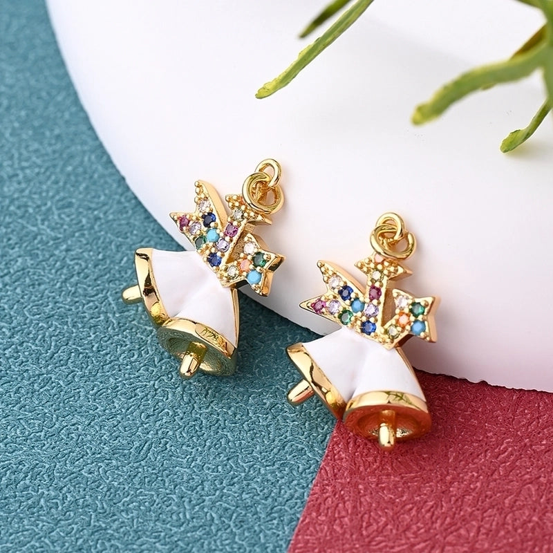1 Pc/Package 11.5x10mm 15x15mm 19x17mm Hole 2~2.9mm Hole 3~3.9mm Copper Zircon 18K Gold Plated White Gold Plated Christmas Hat Christmas Socks Bell Polished Pendant Jewelry Accessories