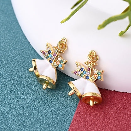 1 Pc/Package 11.5x10mm 15x15mm 19x17mm Hole 2~2.9mm Hole 3~3.9mm Copper Zircon 18K Gold Plated White Gold Plated Christmas Hat Christmas Socks Bell Polished Pendant Jewelry Accessories