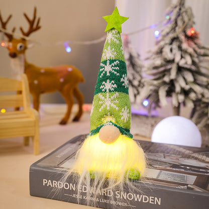 Christmas Faceless Doll Knitted Hat Glowing Forest Old Man Ornament Christmas Scene Decoration Prop