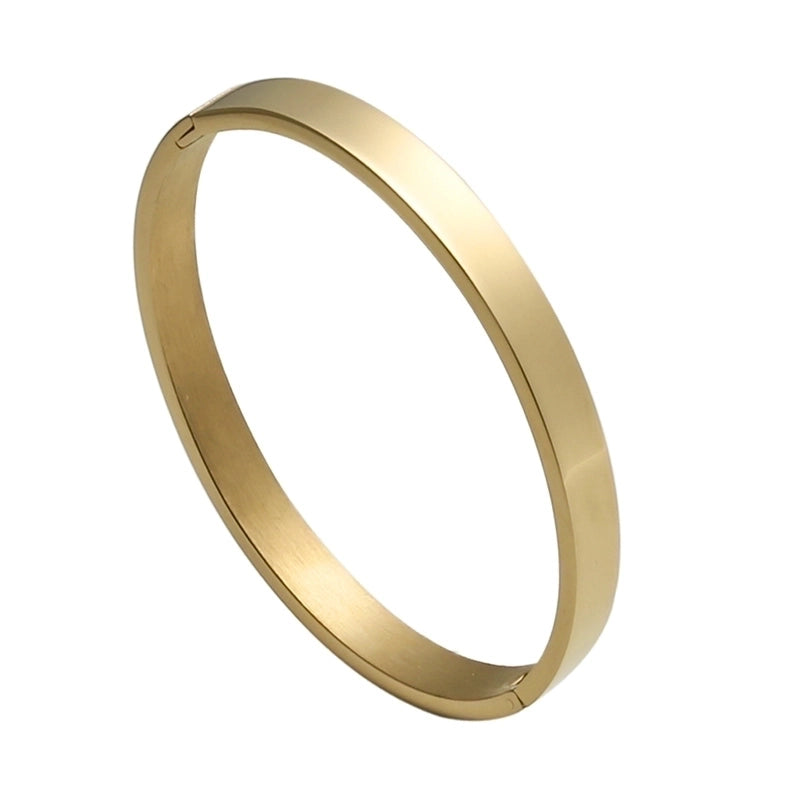 Minimalist Solid Color Stainless Steel Gold Plated Bangle In Bulk