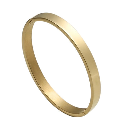 Minimalist Solid Color Stainless Steel Gold Plated Bangle In Bulk