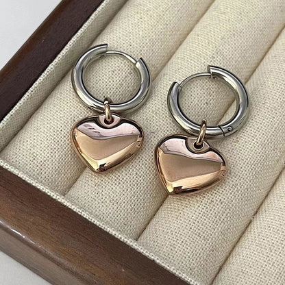 1 Pair Casual Minimalist Heart Shape Plating Titanium Steel 18K Gold Plated Drop Earrings