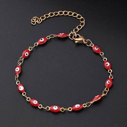 Ethnic Style Classic Style Artistic Devil's Eye Oval Simple 304 Stainless Steel 18K Gold Plated Bracelets In Bulk