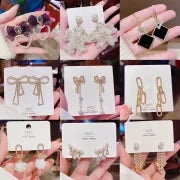 Fashion Heart Shape Copper Pearl Inlay Artificial Gemstones Drop Earrings 1 Pair