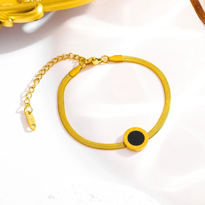 Cute Minimalist Roman Style Round Roman Numeral 304 Stainless Steel 18K Gold Plated Bracelets Earrings Necklace