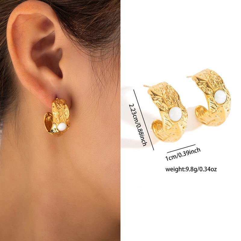 1 Pair Retro Minimalist Geometric Plating Titanium Steel Drop Earrings Ear Studs