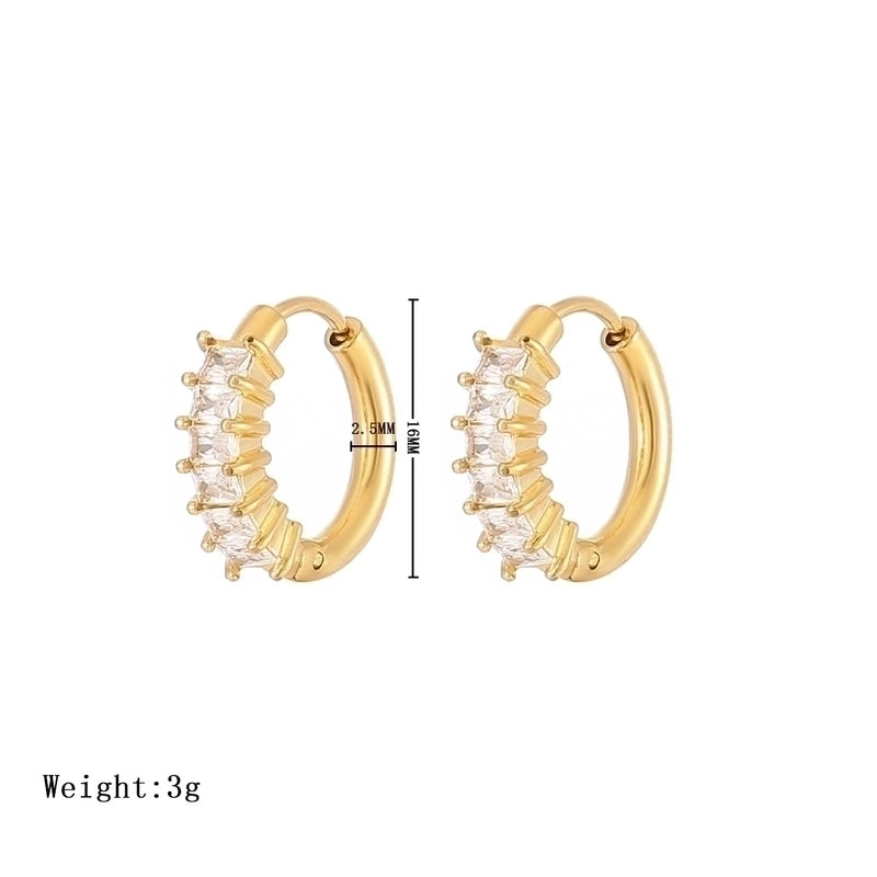 1 Pair Minimalist Geometric Plating Inlay 304 Stainless Steel Zircon Earrings