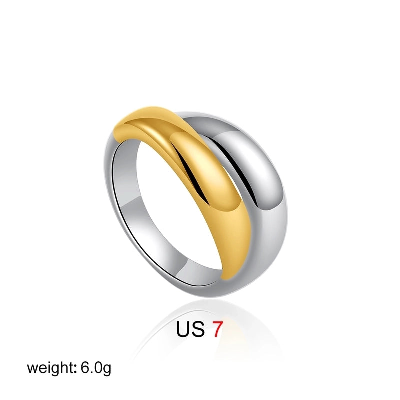 IG Style Elegant Geometric Copper Mixed Metal Rings