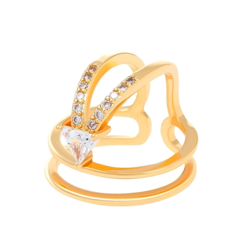 Luxurious Geometric Devil's Eye Heart Shape Copper Rhinestones Zircon Rings In Bulk