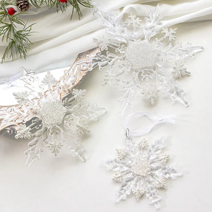 Christmas Decoration Transparent Glitter Acrylic Snowflake Gold Snowflake Christmas Tree Window Decoration Pendant