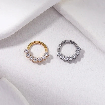 1 Piece Nose Rings & Studs Retro Leaf Water Droplets Pure Titanium Inlaid Zircon