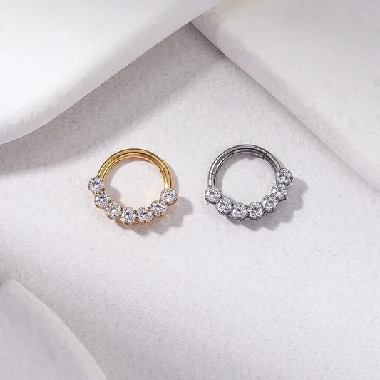 1 Piece Nose Rings & Studs Retro Leaf Water Droplets Pure Titanium Inlaid Zircon