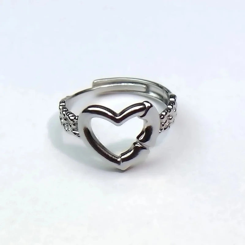 Minimalist Heart Shape Titanium Steel Open Rings