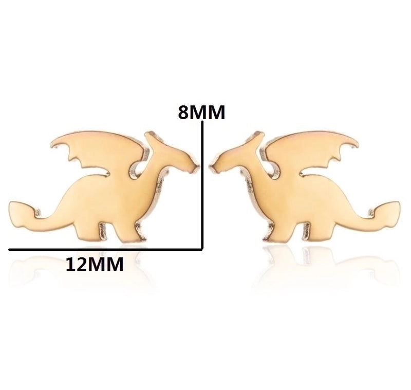 1 Pair Minimalist Dinosaur Plating 304 Stainless Steel 18K Gold Plated Ear Studs