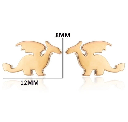 1 Pair Minimalist Dinosaur Plating 304 Stainless Steel 18K Gold Plated Ear Studs