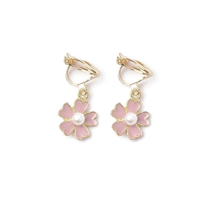 1 Pair Fashion Flower Enamel Plating Inlay Metal Pearl Drop Earrings Ear Studs