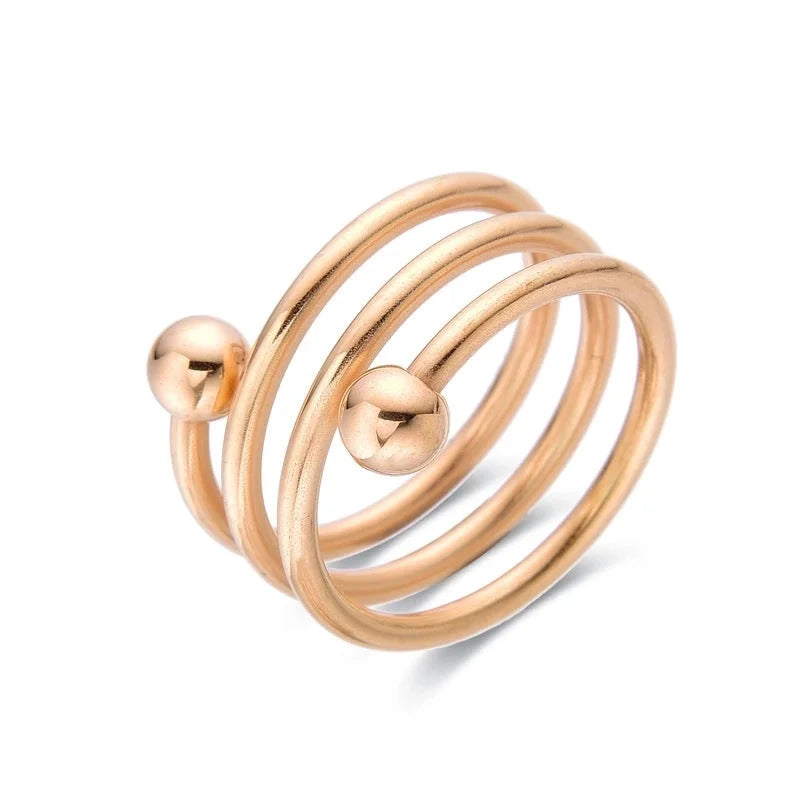 IG Style Round 304 Stainless Steel 18K Gold Plated Layered Plating Rings