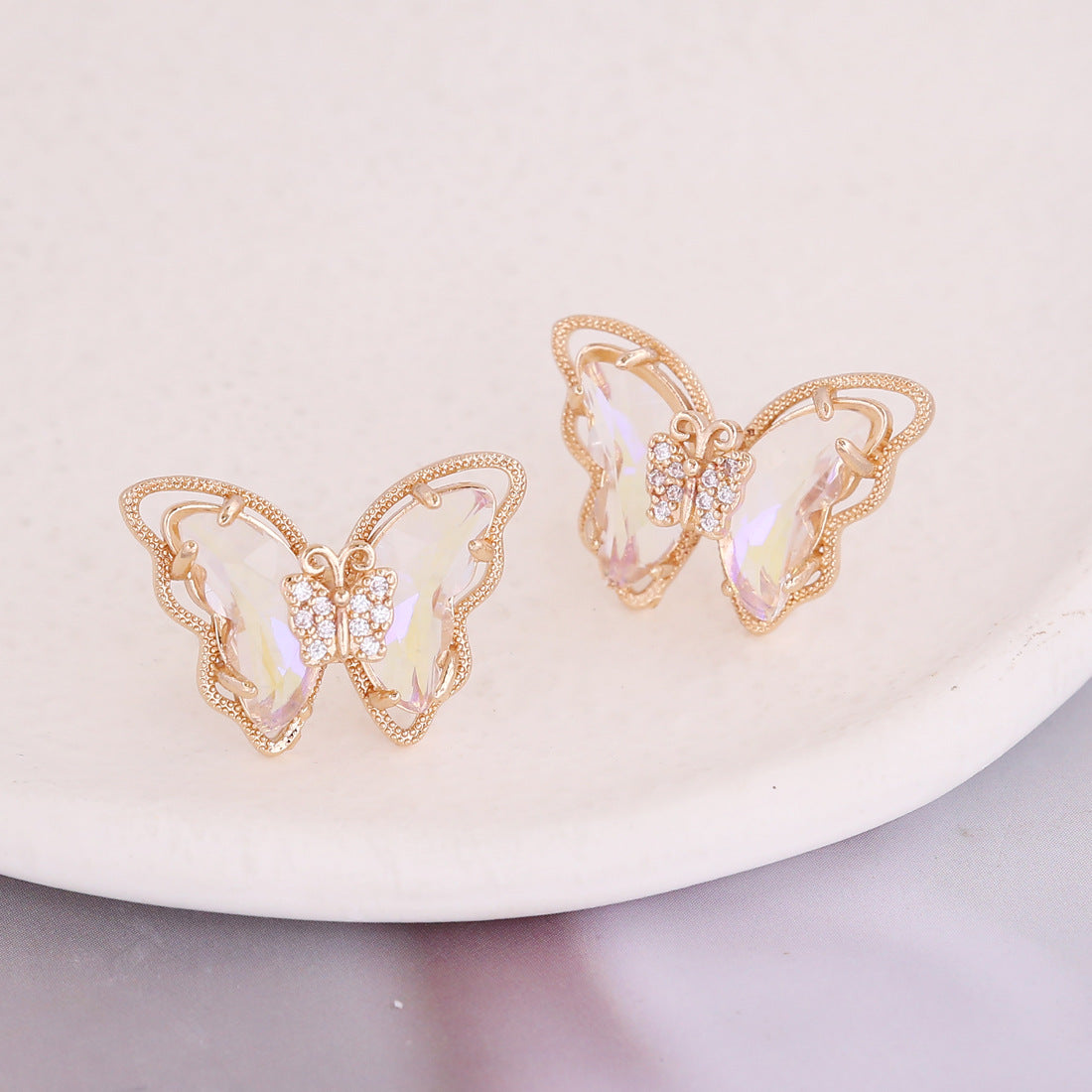 Fashion Butterfly Copper Stud Earrings