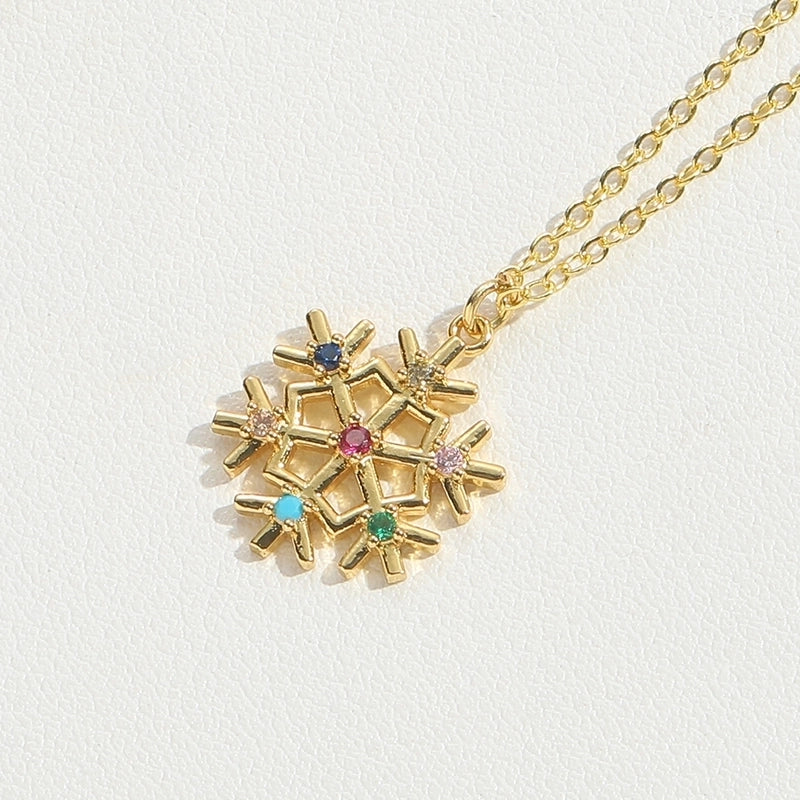 Minimalist Snowflake Elk Inlay Copper Necklaces