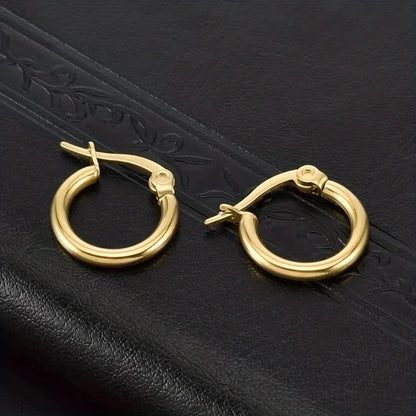 1 Pair Basic Minimalist Commute Round 304 Stainless Steel 18K Gold Plated Earrings