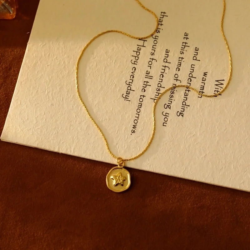 Vacation Marine Style Beach Tortoise Starfish Hippocampus 304 Stainless Steel 18K Gold Plated Pendant Necklace