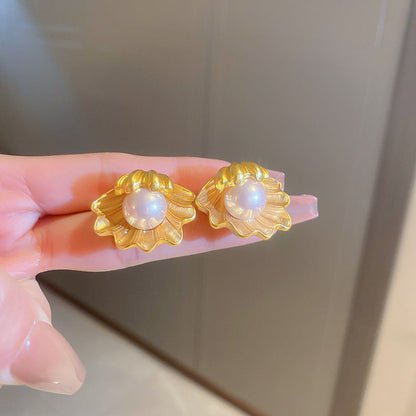 Baroque Droplet Droplet Flower Copper Electroplating Earrings