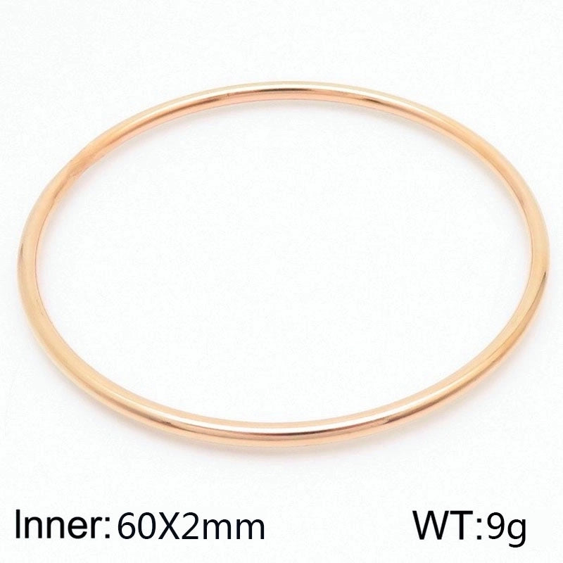 304 Stainless Steel 18K Gold Plated Minimalist Round Solid Color Bangle