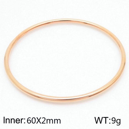 304 Stainless Steel 18K Gold Plated Minimalist Round Solid Color Bangle