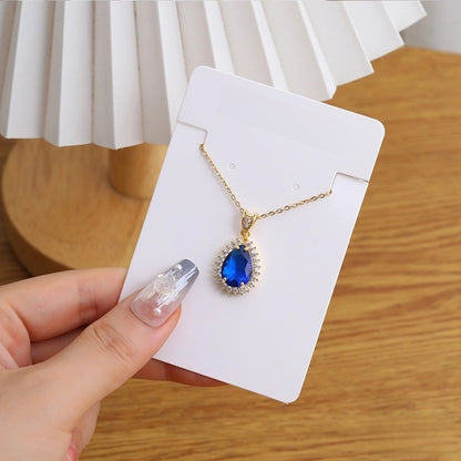 Copper Inlay Heart Shape Flower Rhinestones Pendant Necklace