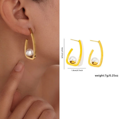 1 Pair Retro Minimalist Geometric Plating Titanium Steel Drop Earrings Ear Studs