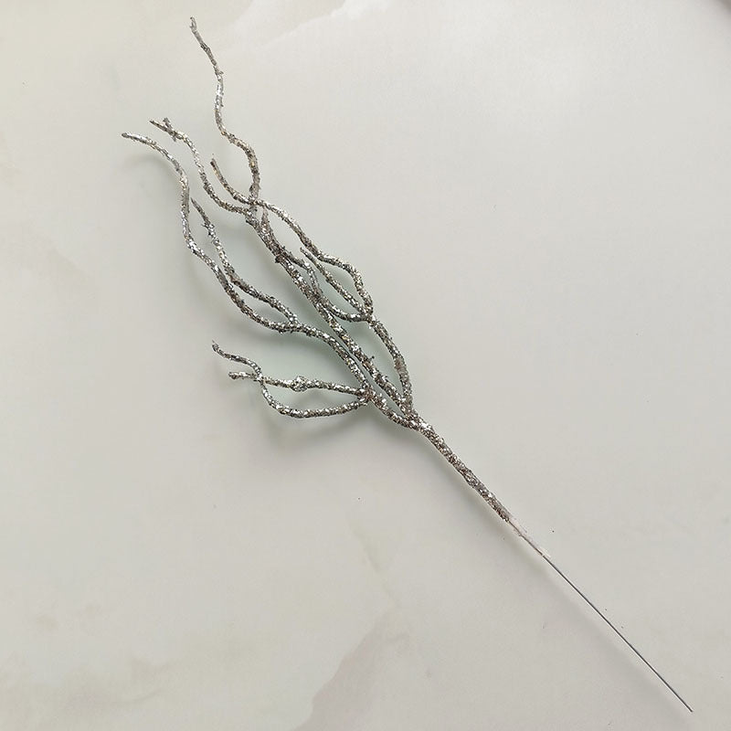 10 Pieces Christmas Decoration Real Tree Branches Golden Bells Dried Tree Branches Leaf Material Accessories Glitter Dried Tree Branches Festive Atmosphere Party Branches