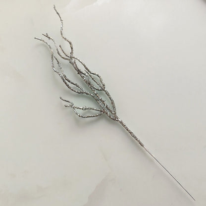 10 Pieces Christmas Decoration Real Tree Branches Golden Bells Dried Tree Branches Leaf Material Accessories Glitter Dried Tree Branches Festive Atmosphere Party Branches