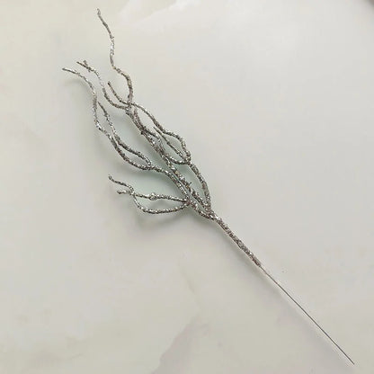 10 Pieces Christmas Decoration Real Tree Branches Golden Bells Dried Tree Branches Leaf Material Accessories Glitter Dried Tree Branches Festive Atmosphere Party Branches