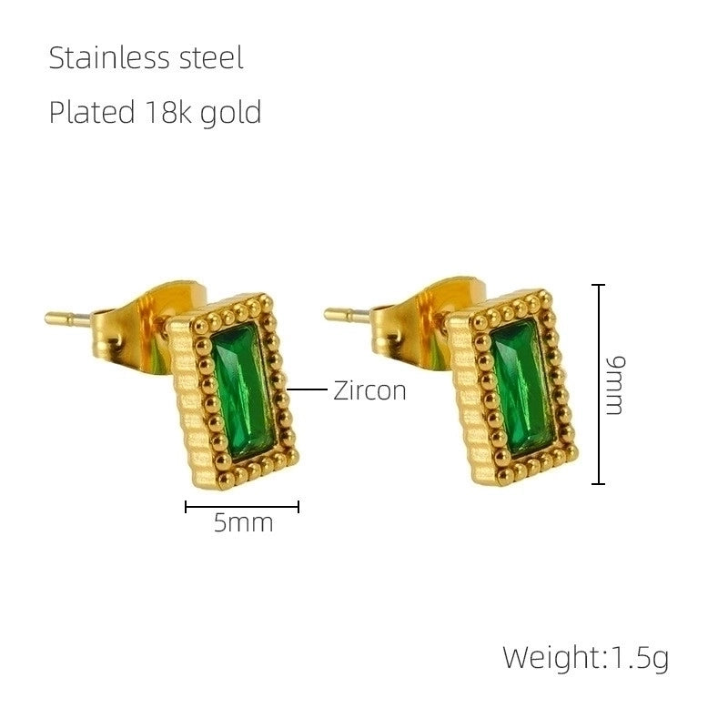 1 Pair Glam Retro Heart Shape Plating Inlay 304 Stainless Steel Rhinestones 18K Gold Plated Drop Earrings