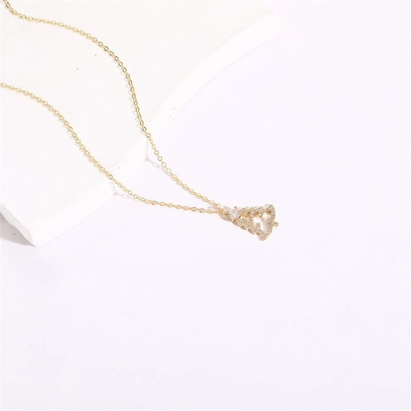 Copper Gold Plated Christmas Tree Sun Moon Zircon Pendant Necklace