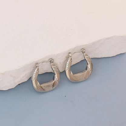 1 Pair Minimalist Round Square Heart Shape 304 Stainless Steel Earrings