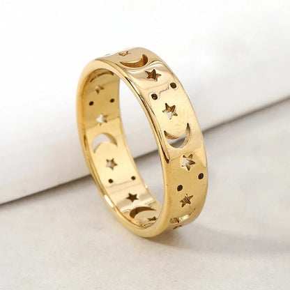 Elegant Star Moon Titanium Steel Rings