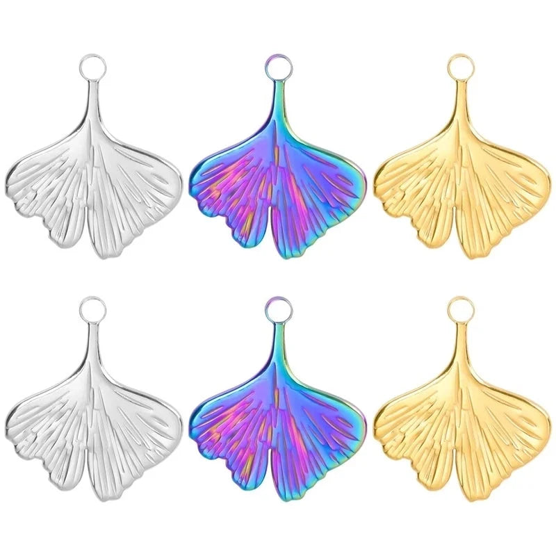 3 Pieces Casual Minimalist Ginkgo Leaf 304 Stainless Steel 18K Gold Plated Pendant Necklace Necklace Pendant