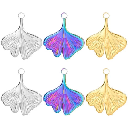 3 Pieces Casual Minimalist Ginkgo Leaf 304 Stainless Steel 18K Gold Plated Pendant Necklace Necklace Pendant