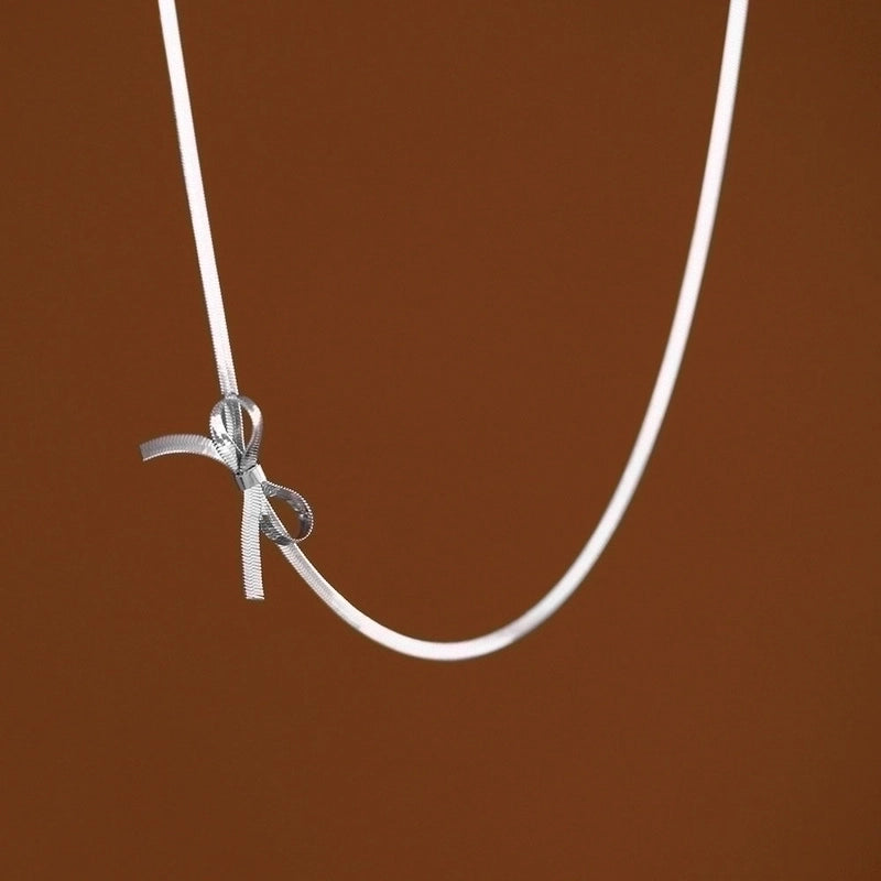Titanium Steel Elegant Minimalist Bow Knot Plating Choker