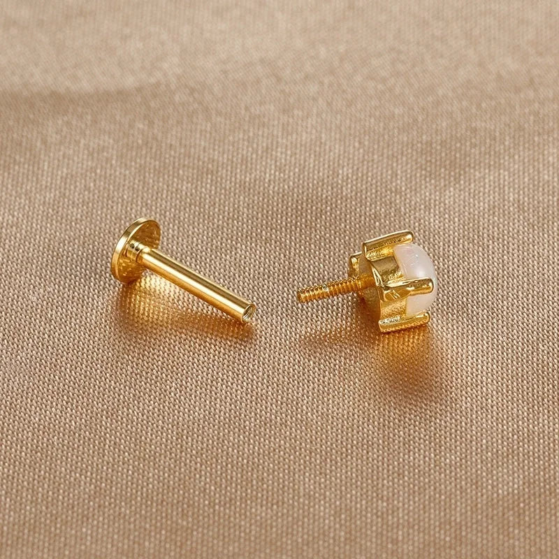 1 Piece Ear Cartilage Rings & Studs IG Style Minimalist Geometric Copper Inlay Gem Zircon Ear Cartilage Rings & Studs