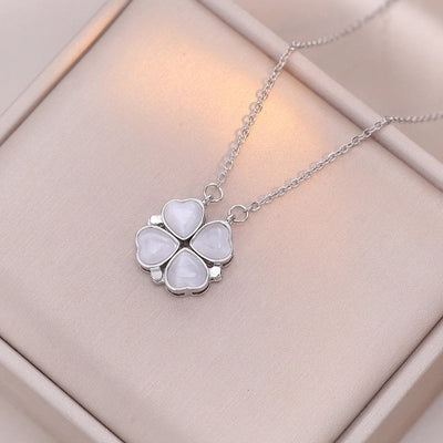 Minimalist Heart Shape Titanium Steel Inlay Rhinestones Women\'s Pendant Necklace