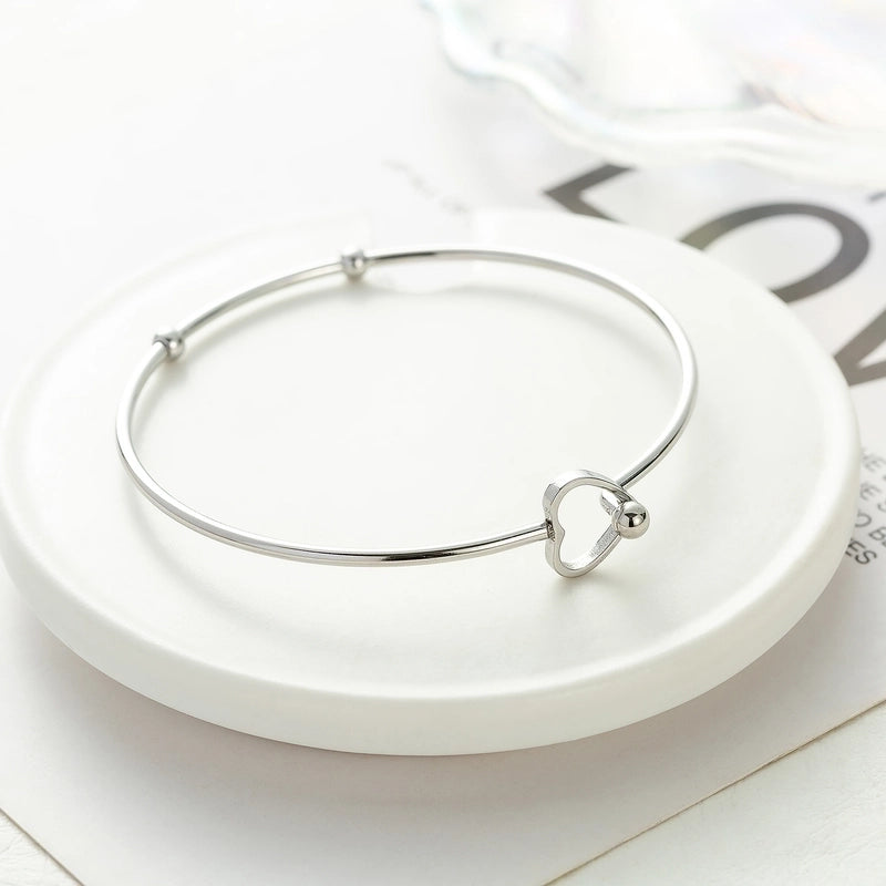 Minimalist Heart Shape Stainless Steel Titanium Steel Bangle In Bulk