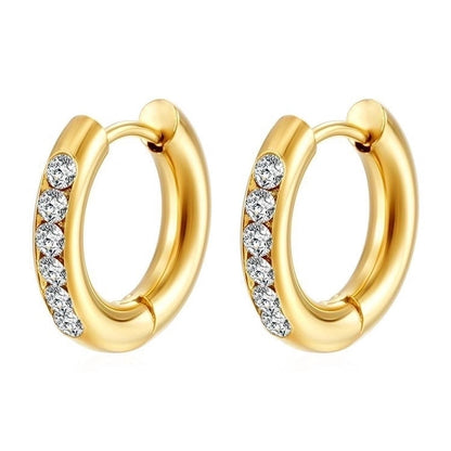 1 Pair Minimalist Solid Color Plating Inlay 304 Stainless Steel Zircon 18K Gold Plated Earrings
