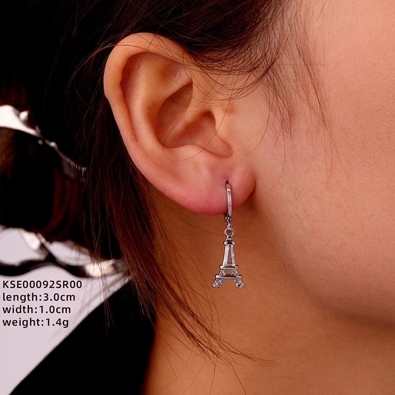 1 Pair Ig Style Minimalist Star Water Droplets Flower Plating Inlay Copper Zircon White Gold Plated Drop Earrings Ear Studs