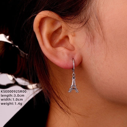 1 Pair Ig Style Minimalist Star Water Droplets Flower Plating Inlay Copper Zircon White Gold Plated Drop Earrings Ear Studs