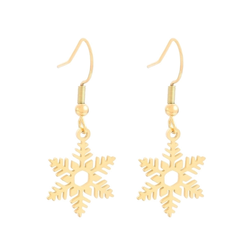 Vacation Snowflake Titanium Steel 18K Gold Plated Plating Bracelets Earrings Necklace