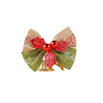 10 Pieces New Year Gift Set Handmade Double Bells Bowknot Christmas Tree Diy Home Living Pet Supplies