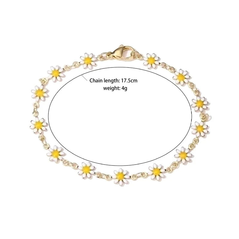 Cute Flower Daisy Copper Enamel Plating Bracelets 1 Piece